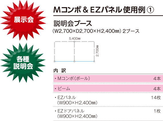 Mコンボ&EZパネル使用例① 説明会ブース