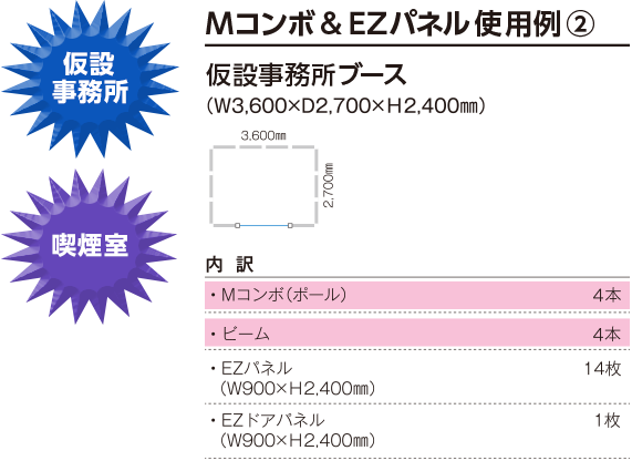 Mコンボ&EZパネル使用例② 仮設事務所ブース